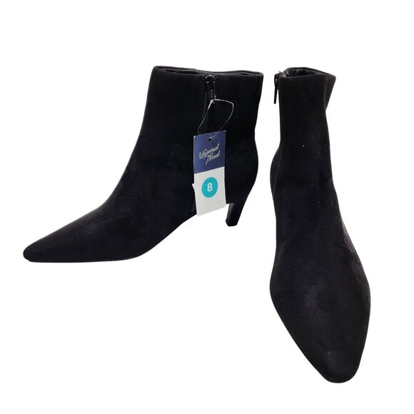 Universal Thread Black Suede Pointed Toe Ankle Boots With Kitten Heel Size 8 - Picture 8 of 10
